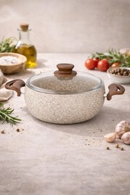 Σετ 6 τεμαχίων γάστρας από γρανίτη με καπάκι και λαβή από βακελίτη Καφέ