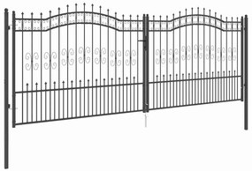 vidaXL Πύλη Φράχτη με Στρογγυλή Κορυφή Γκρι 404 x 150 εκ. Ατσάλι