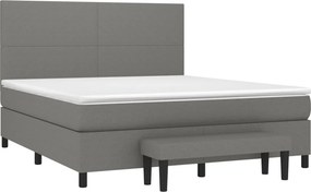 vidaXL Κρεβάτι Boxspring με Στρώμα Σκούρο Γκρι 160x200 εκ Υφασμάτινο