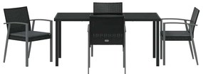 vidaXL Σέτ φαγητού για κήπο 5 pcs Μαύρο και Γκρι Ράτα PE