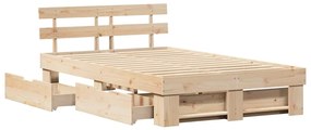 vidaXL Σκελετός Κρεβατιού Καφέ 140 x 190 cm Μασίφ ξύλο πεύκου