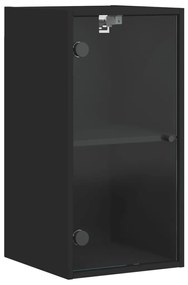 vidaXL Ντουλάπι Τοίχου Μαύρο 35x37x68,5 εκ. με Γυάλινες Πόρτες