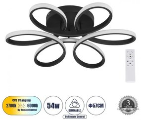 Φωτιστικό Οροφής LED CCT 54W 6210lm MARGARET Globostar 61400 Μαύρο