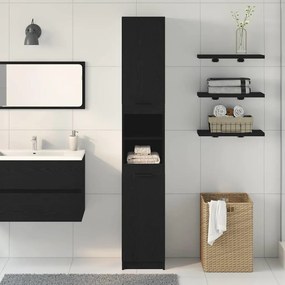 vidaXL Ντουλάπι Μπάνιου με ράφι Μαύρη δρυς 32 x 34 x 188,5 εκ.