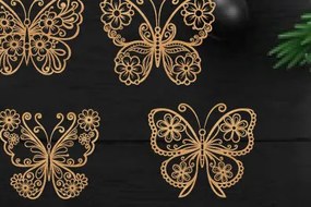 Σετ των 2 Intra απο ξύλο plywood 3mm-4mm πάχος κοπής με λέιζερ πεταλούδας Δίασταση 30x20 cm INTRAFABR-112317947