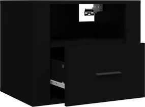 vidaXL Κομοδίνο Επιτοίχιο Μαύρα 50x36x40 εκ.