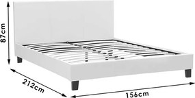 Κρεβάτι Nevil pakoworld 150x200 PU χρώμα λευκό ματ