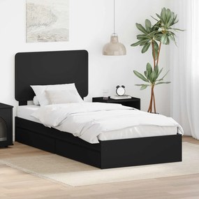vidaXL Κρεβάτι Αποθήκης Μαύρο 100 x 200 cm Επεξεργασμένο Ξύλο