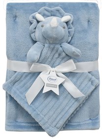 Κουβέρτα Fleece Αγκαλιάς (75x100) + Πανάκι Παρηγοριάς Dimcol Dinosaur 04 Sky Blue