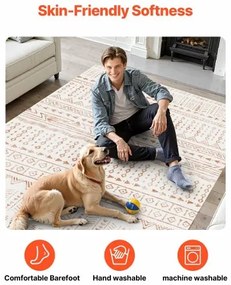 VEVOR Large Area Rug 5x8 ft Anti-Skid and Tear-Resistant Floor Mat Modern Beige