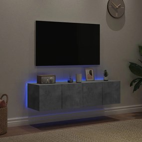 vidaXL Έπιπλα Τηλεόρασης με LED 2 Τεμ Γκρι Σκυροδέματος 60x35x31 εκ.