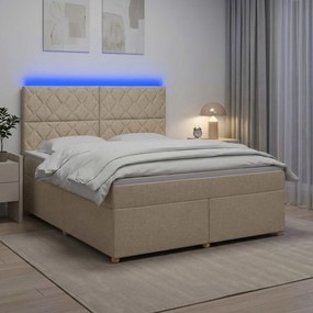 vidaXL Κρεβάτι box spring με στρώμα Κρεμ 180 x 200 cm Ύφασμα