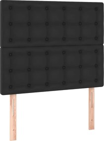 vidaXL Κρεβάτι Boxspring με Στρώμα &amp; LED Μαύρο 80x200 εκ. Συνθ. Δέρμα