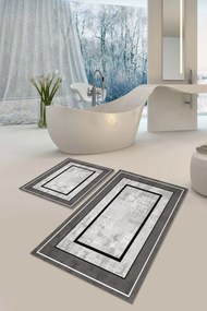 Σετ 2 τεμαχίων πατάκια μπάνιου με αντιολισθητική βάση Γκρι 60x100x6 cm