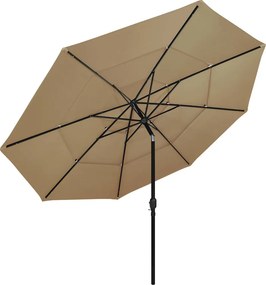 vidaXL Ομπρέλα Κήπου 3 Επιπέδων Taupe 3,5 μ. με Ιστό Αλουμινίου