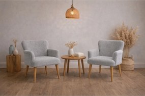 Stewehome Σετ 2 μοντέρνων μονών πολυθρόνων με ξύλινα πόδια 60x50x60 cm