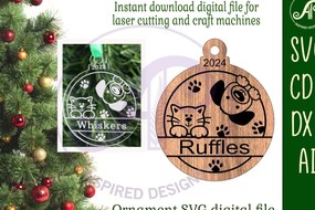 Σετ των 3 Intra απο ξύλο plywood 3mm-4mm πάχος Χριστουγεννιάτικο στολίδι για γάτα και σκύλο  Δίασταση 4x4 cm INTRAFABR-102260005