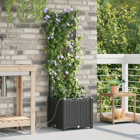 vidaXL Γλάστρες Κήπου 1 τεμ Καφασωτό Μαύρο 40 x 40 x 142 cm Πλαστικό