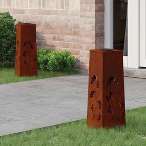vidaXL Ηλιακό LED Φως Δρόμου 2 pcs Σκ rusty Ατσάλι Σκληρυθέν στον Αέρα