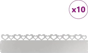 vidaXL Περιγράμματα γκαζόν 10 pcs Ασημί 103 x 0,05 x 22 εκ
