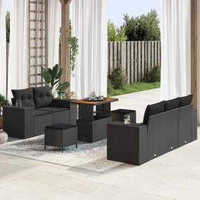 VidaXL Σετ Καναπέ Κήπου 8 pcs Μαύρο συνθετικό ρατάν