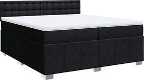 vidaXL Κρεβάτι Boxspring με Στρώμα Μαύρο 200x200 εκ. Υφασμάτινο