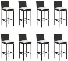 vidaXL Σετ Επίπλων Μπαρ Κήπου 9 Τεμαχίων Μαύρο με Μαξιλάρια