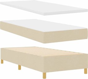 vidaXL Κρεβάτι με ελατήρια με στρώμα Κρεμ 190 x 90 cm ύφασμα