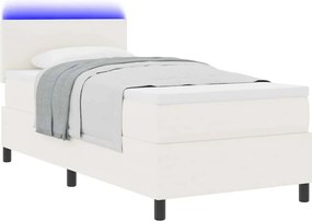 vidaXL LED Κρεβάτι με βάθρο με κεφαλάρι Κρέμα και Λευκό 100 x 200 cm