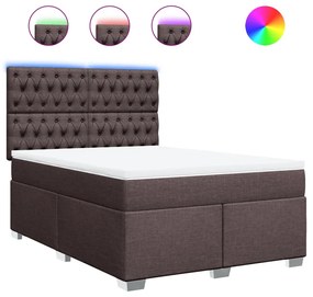 vidaXL Κρεβάτι Boxspring με Στρώμα Σκούρο Καφέ 140x200 εκ Υφασμάτινο