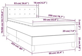 Κρεβάτι Boxspring με Στρώμα Σκούρο Μπλε 90x200 εκ. Βελούδινο - Μπλε