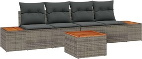 vidaXL Σετ Καναπέ Κήπου με μαξιλάρι 5 pcs Γκρι Πολυ ράταν