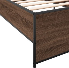 vidaXL Πλαίσιο Κρεβατιού Καφέ Δρυς 75x190 εκ. Επεξ. Ξύλο &amp; Μέταλλο