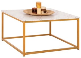 Τραπέζι Σαλονιού Braylen HM8942.11 Τετράγωνο 75x75x43,5cm Gold-White Μελαμίνη,Μέταλλο
