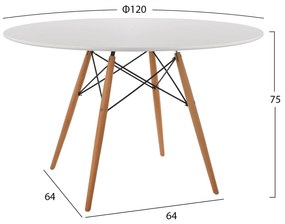 ΤΡΑΠΕΖΙ MINIMAL ΣΤΡΟΓΓΥΛΟ  MDF ΣΕ ΛΕΥΚΟ-ΠΟΔΙΑ ΟΞΙΑΣ ΣΕ ΦΥΣΙΚΟ Φ120Χ75Υεκ.