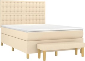vidaXL Κρεβάτι Boxspring με Στρώμα Κρεμ 140x200 εκ. Υφασμάτινο