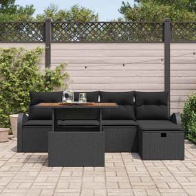 vidaXL Σετ Καναπέ Κήπου με μαξιλάρι 6 pcs Μαύρο Πολυ ράταν