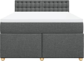 vidaXL Κρεβάτι Boxspring με Στρώμα Σκούρο Γκρι 140x200 εκ Υφασμάτινο