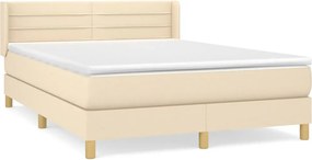 vidaXL Κρεβάτι Boxspring με Στρώμα Κρεμ 140x200 εκ. Υφασμάτινο