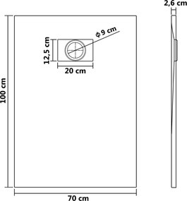 vidaXL Βάση Ντουζιέρας Λευκή 100 x 70 εκ. από SMC