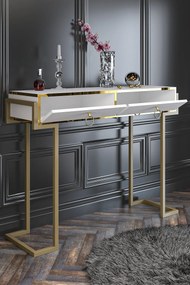 Stewehome Κονσόλα με λευκή και χρυσή βάση Λευκό 125x95x95 cm