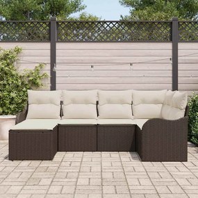 vidaXL Σετ Καναπέ Κήπου με μαξιλάρι 6 pcs Καφέ Πολυ ράταν