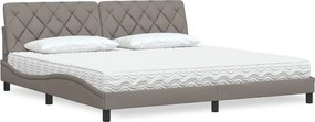 vidaXL Κρεβάτι με Στρώμα Taupe 200x200 εκ. Υφασμάτινο