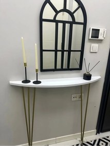 Stewehome Οβάλ κονσόλα με μισοφέγγαρο σχήμα με πόδια 18x86x86 cm