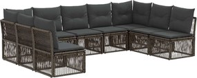 vidaXL Σετ Καναπέ Κήπου 9 pcs Γκρι συνθετικό ρατάν