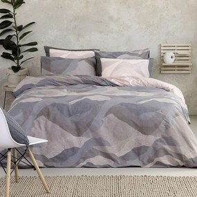 Παπλωματοθήκη Pintura (Σετ 2τμχ) Grey-Pink Nima Μονό 160x240cm 100% Βαμβάκι