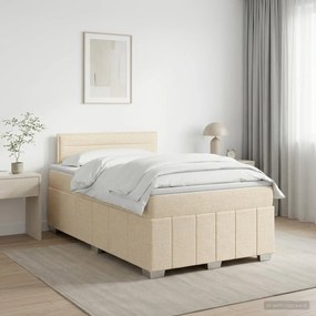 vidaXL Κρεβάτι box spring με στρώμα Κρεμ 120 x 190 cm Ύφασμα