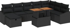 vidaXL Σετ Καναπέ Κήπου 9 pcs Μαύρο συνθετικό ρατάν