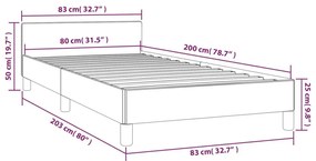 Πλαίσιο Κρεβατιού με Κεφαλάρι Μπλε 80x200 εκ Υφασμάτινο - Μπλε