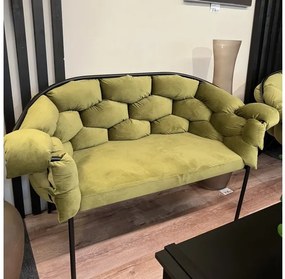Καναπές/Πολυθρόνα 91cm Πράσινο Ύφασμα Μαύρο Μέταλλο Manambolosy  424973